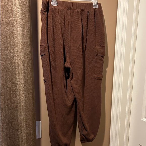 Aerie Brown Waffle Joggers - Picture 3 of 4